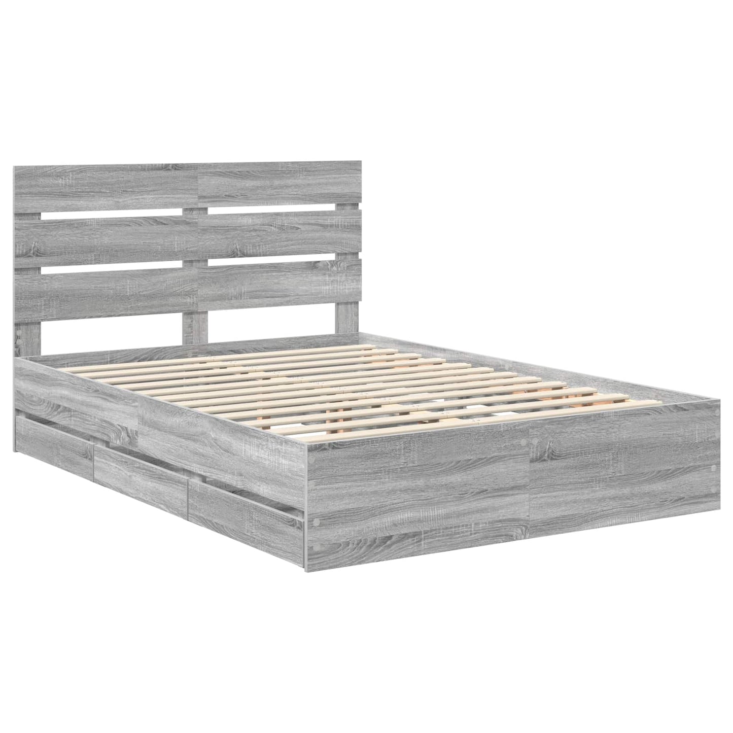 Bed Frame with Drawer Grey Sonoma 140 x 190 cm Engineer Wood