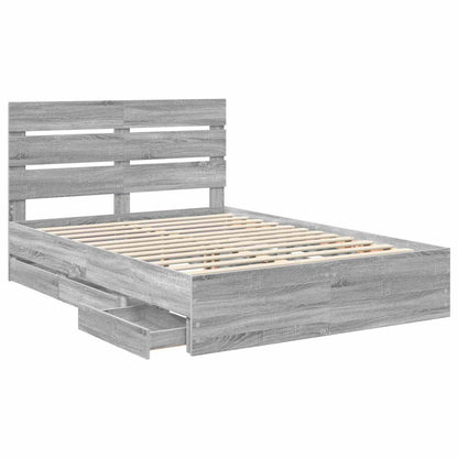 Bed Frame with Drawer Grey Sonoma 140 x 190 cm Engineer Wood