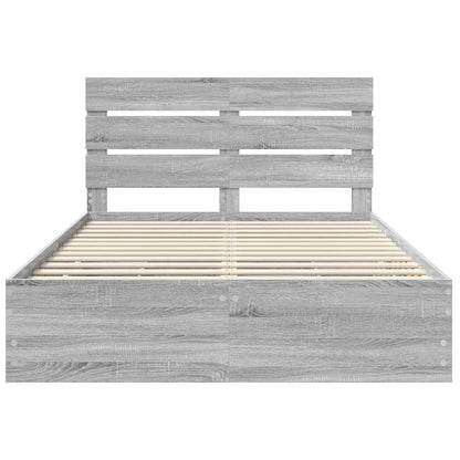 Bed Frame with Drawer Grey Sonoma 140 x 190 cm Engineer Wood