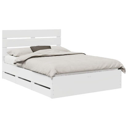 Bed Frame with Drawer White 140 x 190 cm Engineer Wood