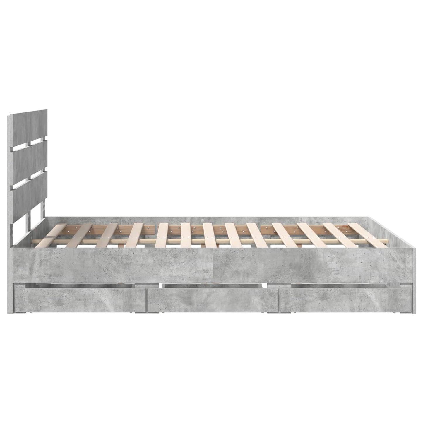 Bed Frame with Drawer Concrete Grey 140 x 190 cm Engineer Wood