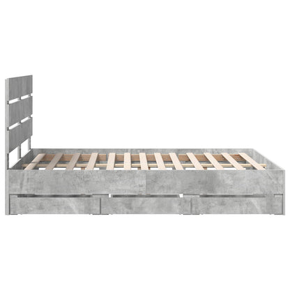 Bed Frame with Drawer Concrete Grey 140 x 190 cm Engineer Wood