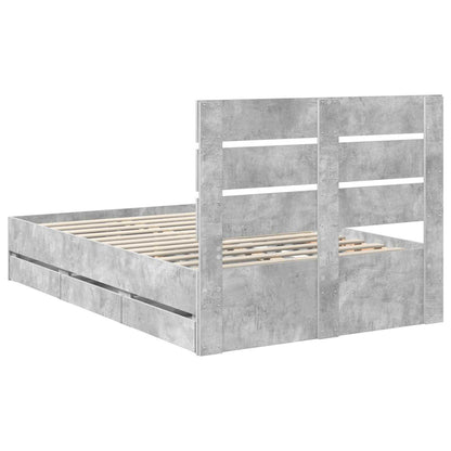 Bed Frame with Drawer Concrete Grey 135 x 190 cm Engineer Wood