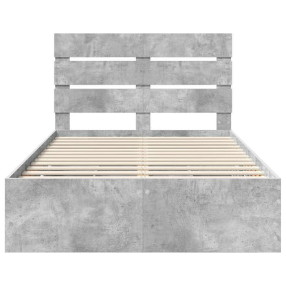 Bed Frame with Drawer Concrete Grey 135 x 190 cm Engineer Wood