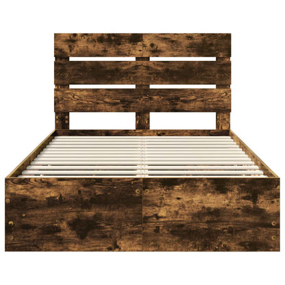 Bed Frame with Drawer Smoked Oak 135 x 190 cm Engineer Wood