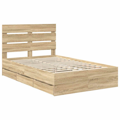 Bed Frame with Drawer Sonoma Oak 120 x 200 cm Engineer Wood