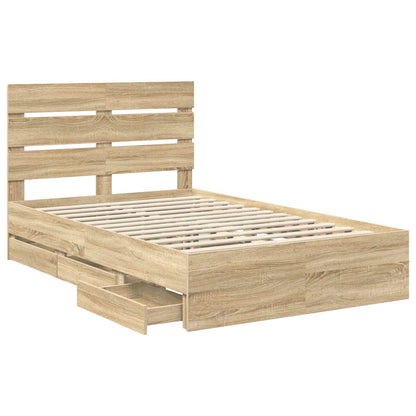 Bed Frame with Drawer Sonoma Oak 120 x 200 cm Engineer Wood