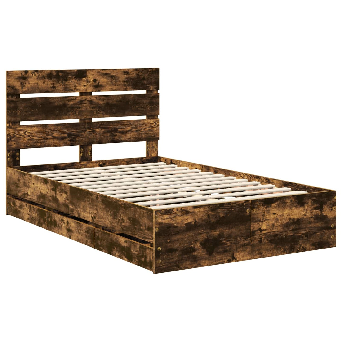 Bed Frame with Drawer Smoked Oak 120 x 200 cm Engineer Wood