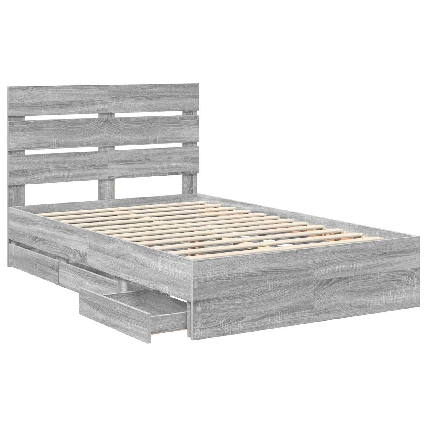 Bed Frame with Drawer Grey Sonoma 120 x 200 cm Engineer Wood