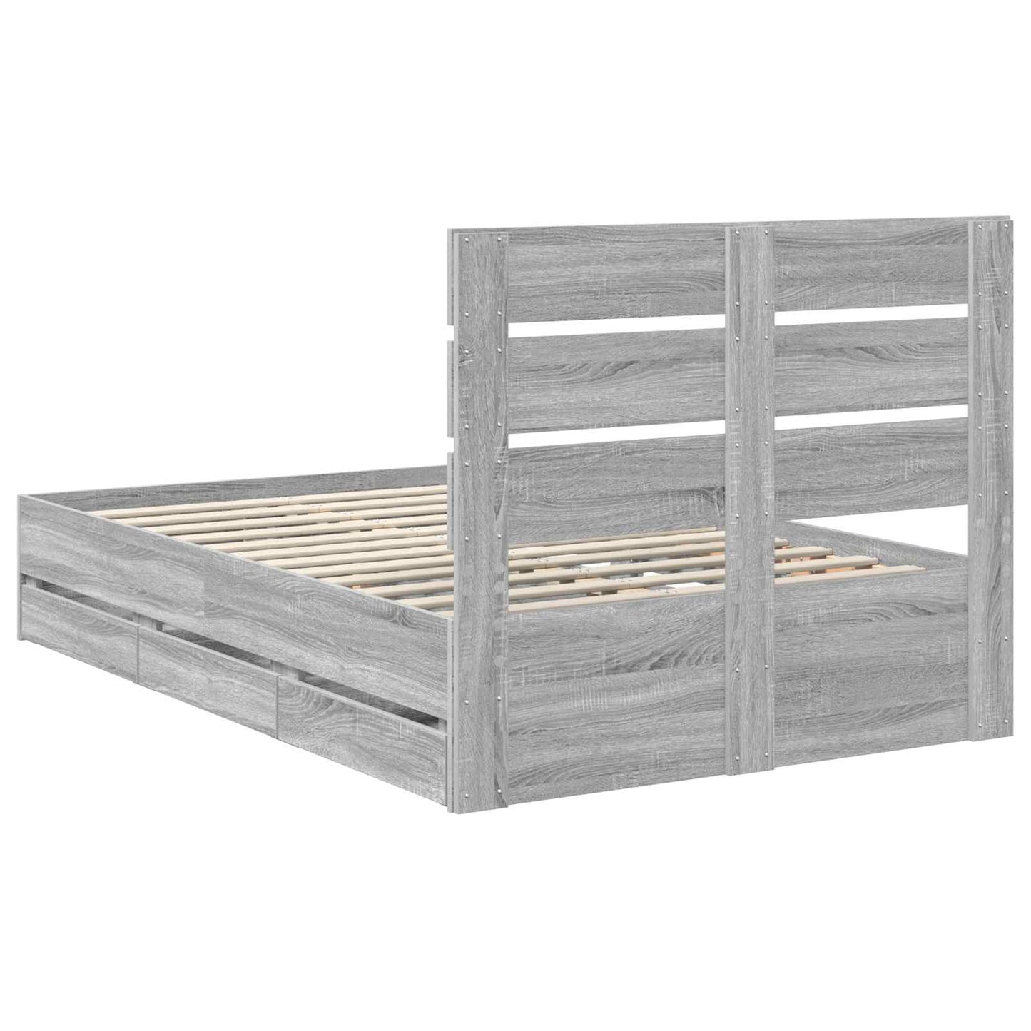 Bed Frame with Drawer Grey Sonoma 120 x 200 cm Engineer Wood