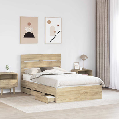 Bed Frame with Drawer Sonoma Oak 120 x 190 cm Engineer Wood