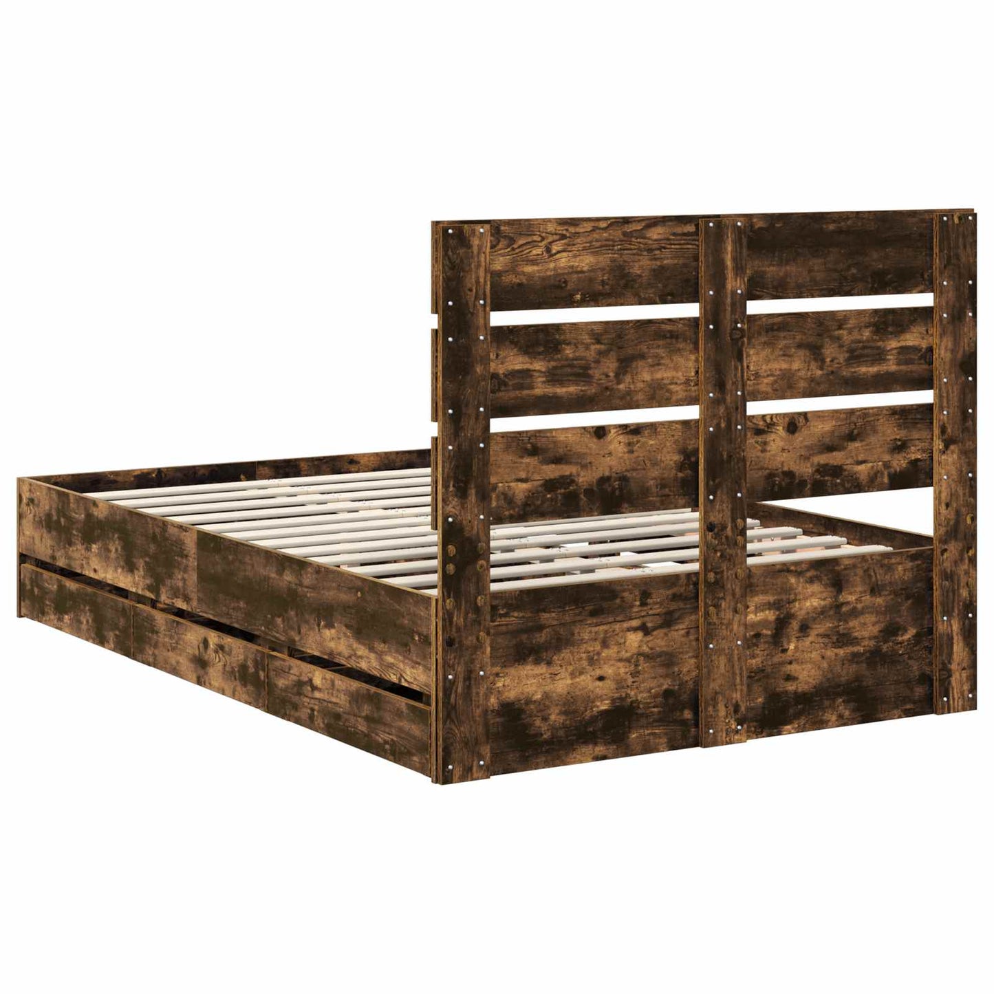Bed Frame with Drawer Smoked Oak 120 x 190 cm Engineer Wood