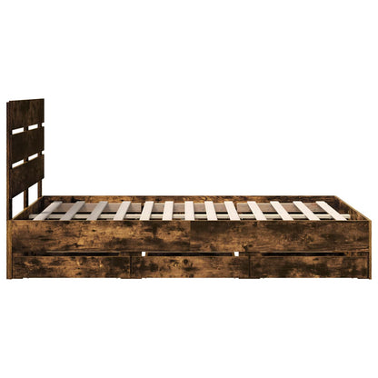 Bed Frame with Drawer Smoked Oak 120 x 190 cm Engineer Wood