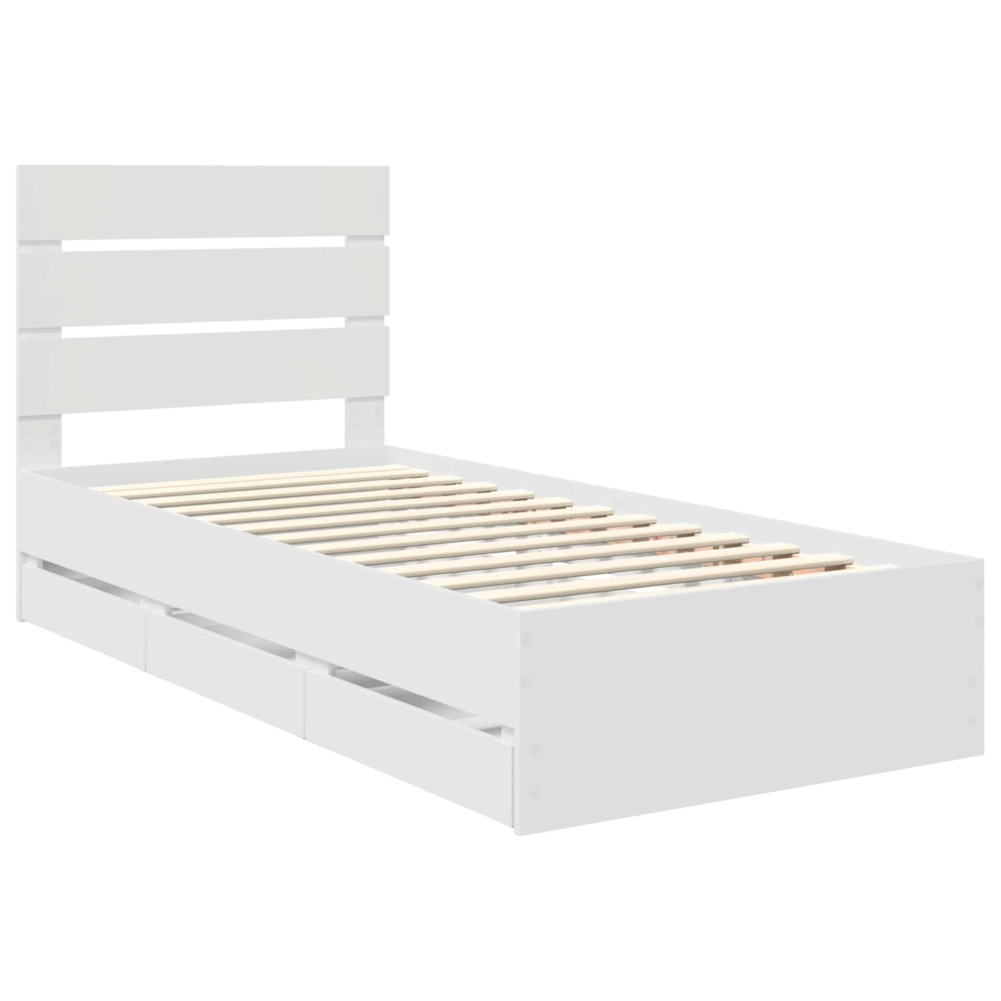 Bed Frame with Drawer White 100 x 200 cm Engineer Wood