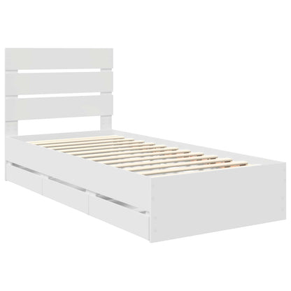 Bed Frame with Drawer White 100 x 200 cm Engineer Wood