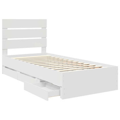 Bed Frame with Drawer White 100 x 200 cm Engineer Wood