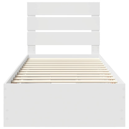 Bed Frame with Drawer White 100 x 200 cm Engineer Wood