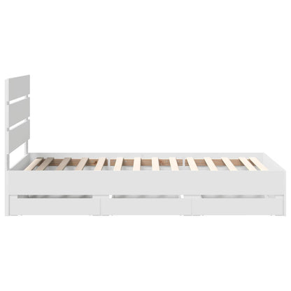Bed Frame with Drawer White 100 x 200 cm Engineer Wood