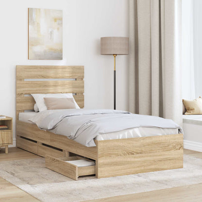 Bed Frame with Drawer Sonoma Oak 100 x 200 cm Engineer Wood