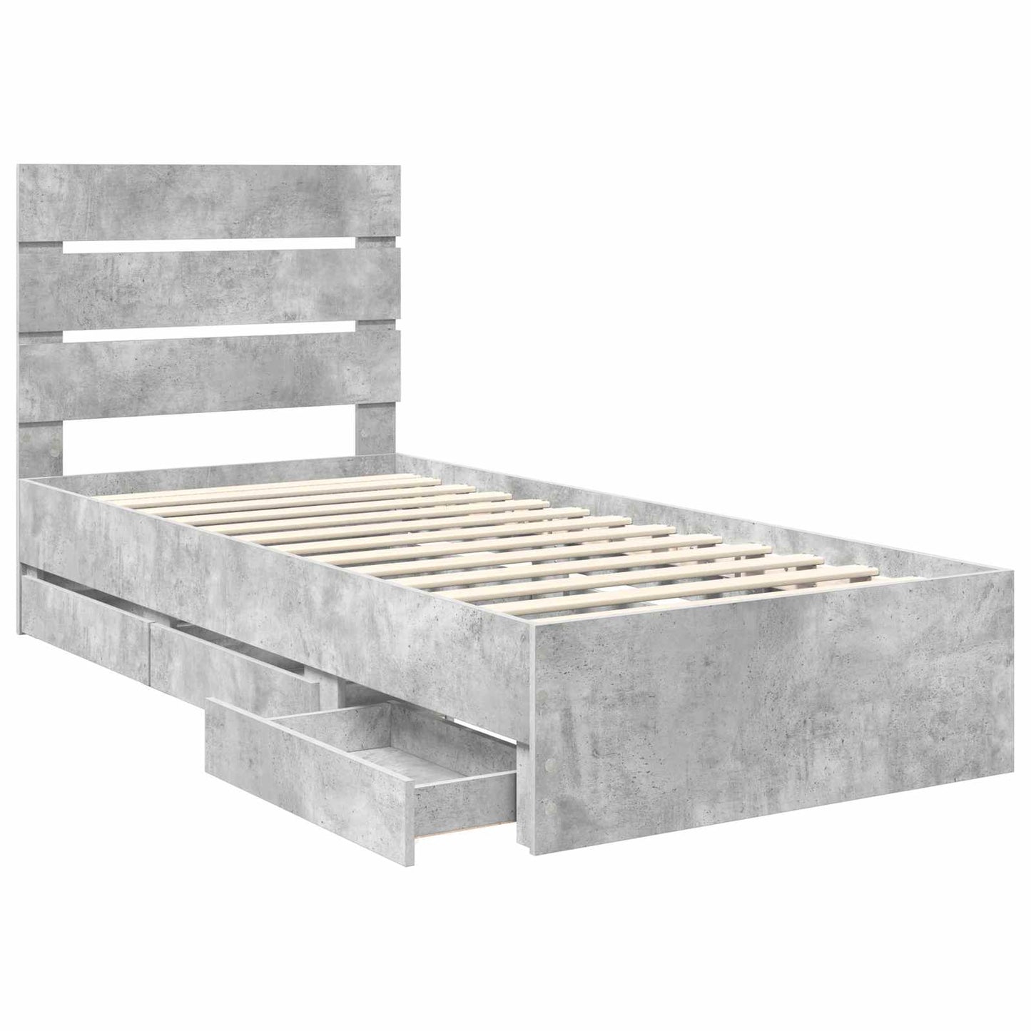 Bed Frame with Drawer Concrete Grey 100 x 200 cm Engineer Wood