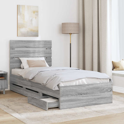 Bed Frame with Drawer Grey Sonoma 100 x 200 cm Engineer Wood