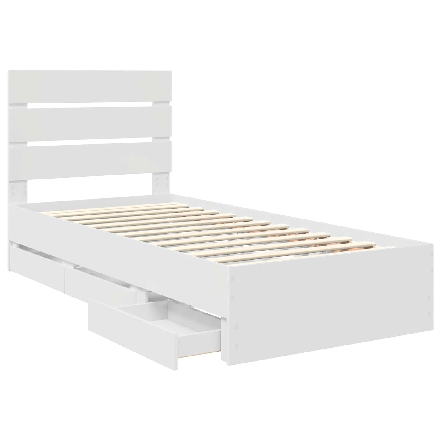 Bed Frame with Drawer White 90 x 200 cm Engineer Wood
