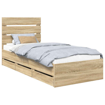 Bed Frame with Drawer Sonoma Oak 90 x 190 cm Engineer Wood