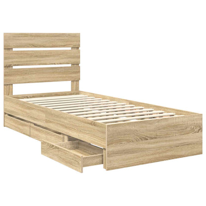 Bed Frame with Drawer Sonoma Oak 90 x 190 cm Engineer Wood