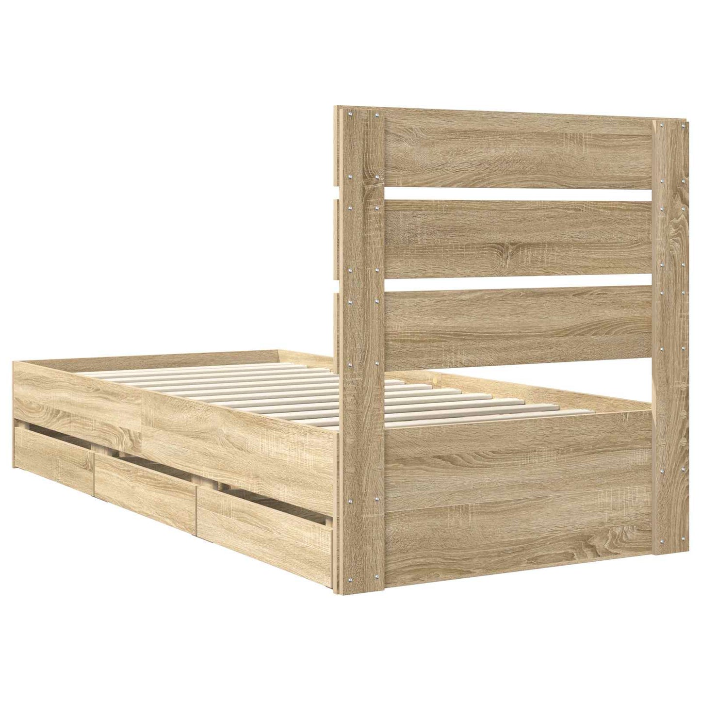 Bed Frame with Drawer Sonoma Oak 90 x 190 cm Engineer Wood