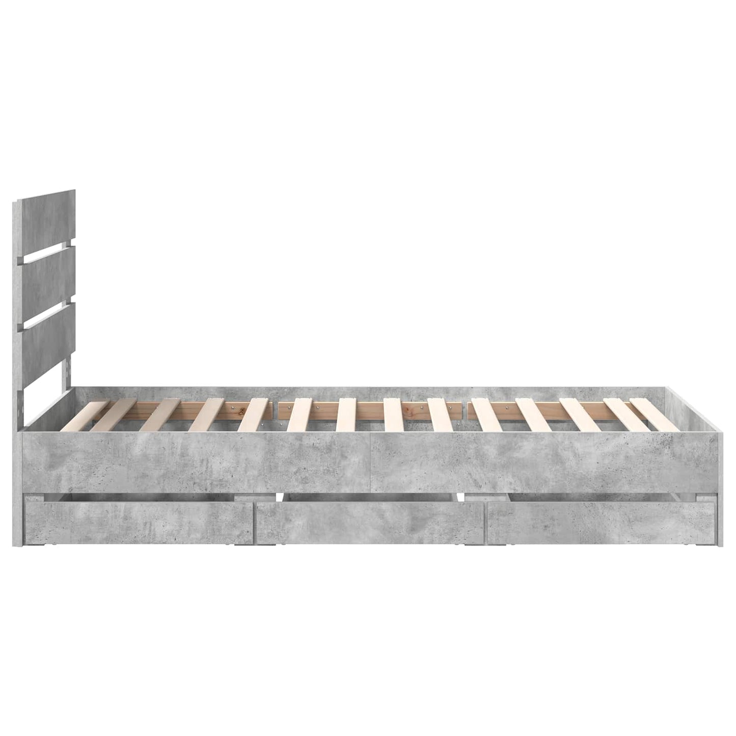Bed Frame with Drawer Concrete Grey 90 x 200 cm Engineer Wood