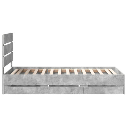 Bed Frame with Drawer Concrete Grey 90 x 200 cm Engineer Wood