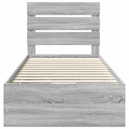 Bed Frame with Drawer Grey Sonoma 90 x 200 cm Engineer Wood