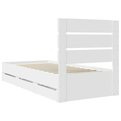 Bed Frame with Drawer White 90 x 190 cm Engineer Wood