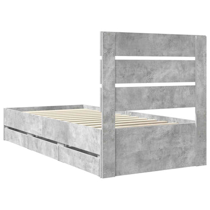 Bed Frame with Drawer Concrete Grey 90 x 200 cm Engineer Wood