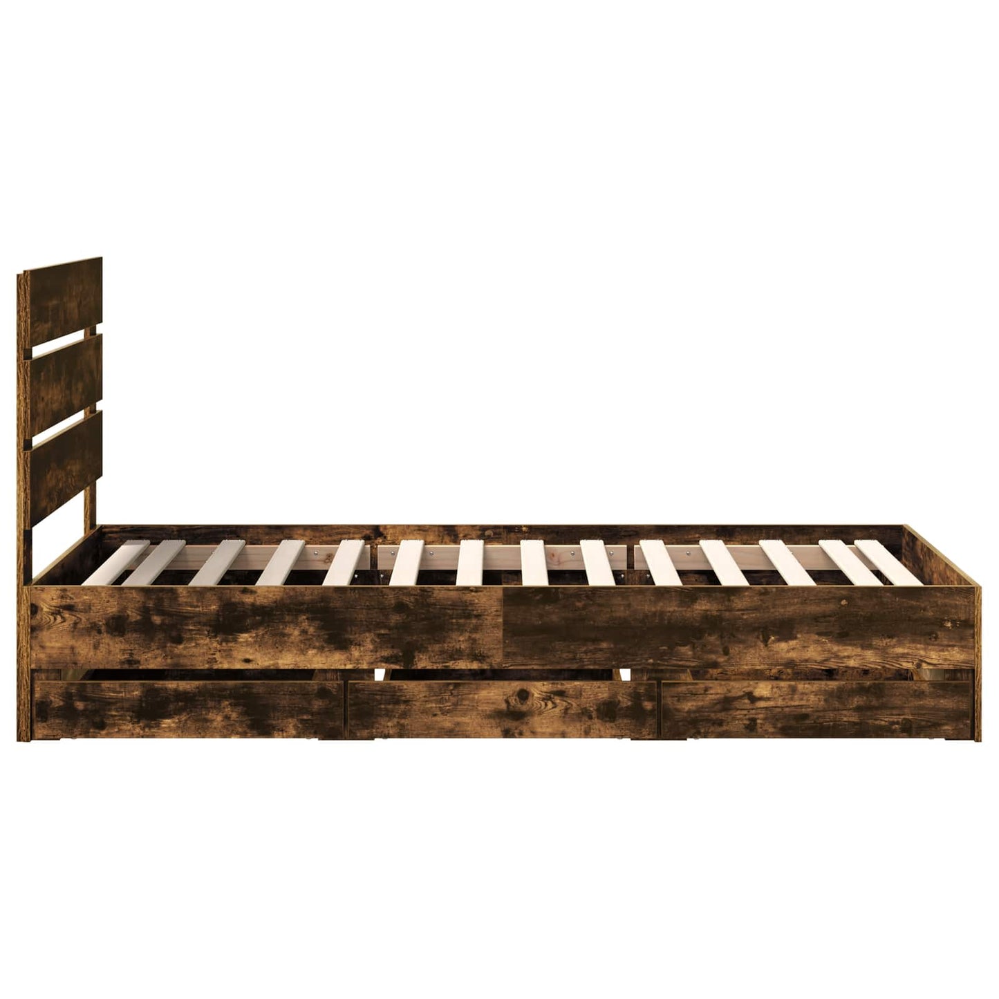 Bed Frame with Drawer Smoked Oak 90 x 200 cm Engineer Wood