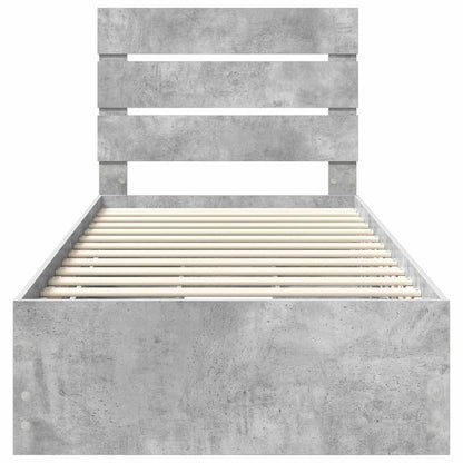 Bed Frame with Drawer Concrete Grey 75 x 190 cm Engineer Wood