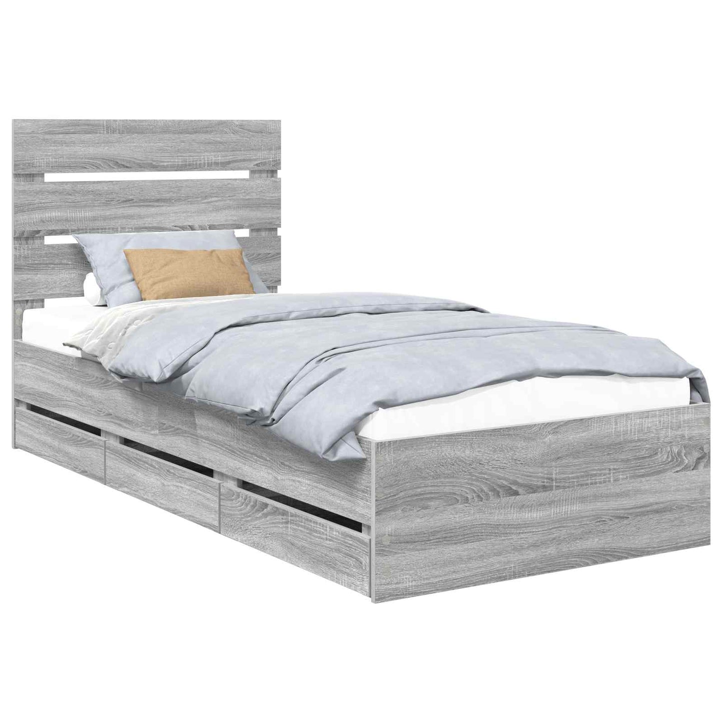 Bed Frame with Drawer Grey Sonoma 75 x 190 cm Engineer Wood