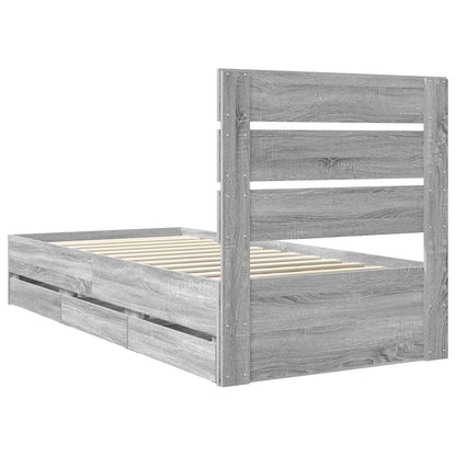 Bed Frame with Drawer Grey Sonoma 75 x 190 cm Engineer Wood