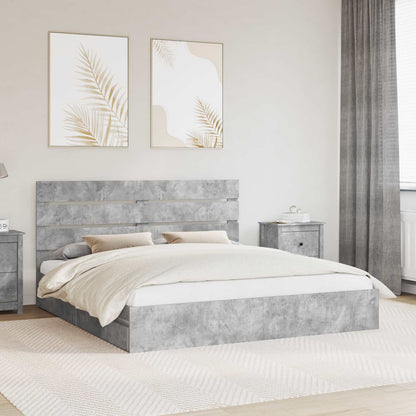 Storage Bed Concrete Grey 200 x 200 cm Engineered Wood
