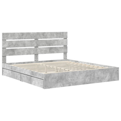 Storage Bed Concrete Grey 200 x 200 cm Engineered Wood