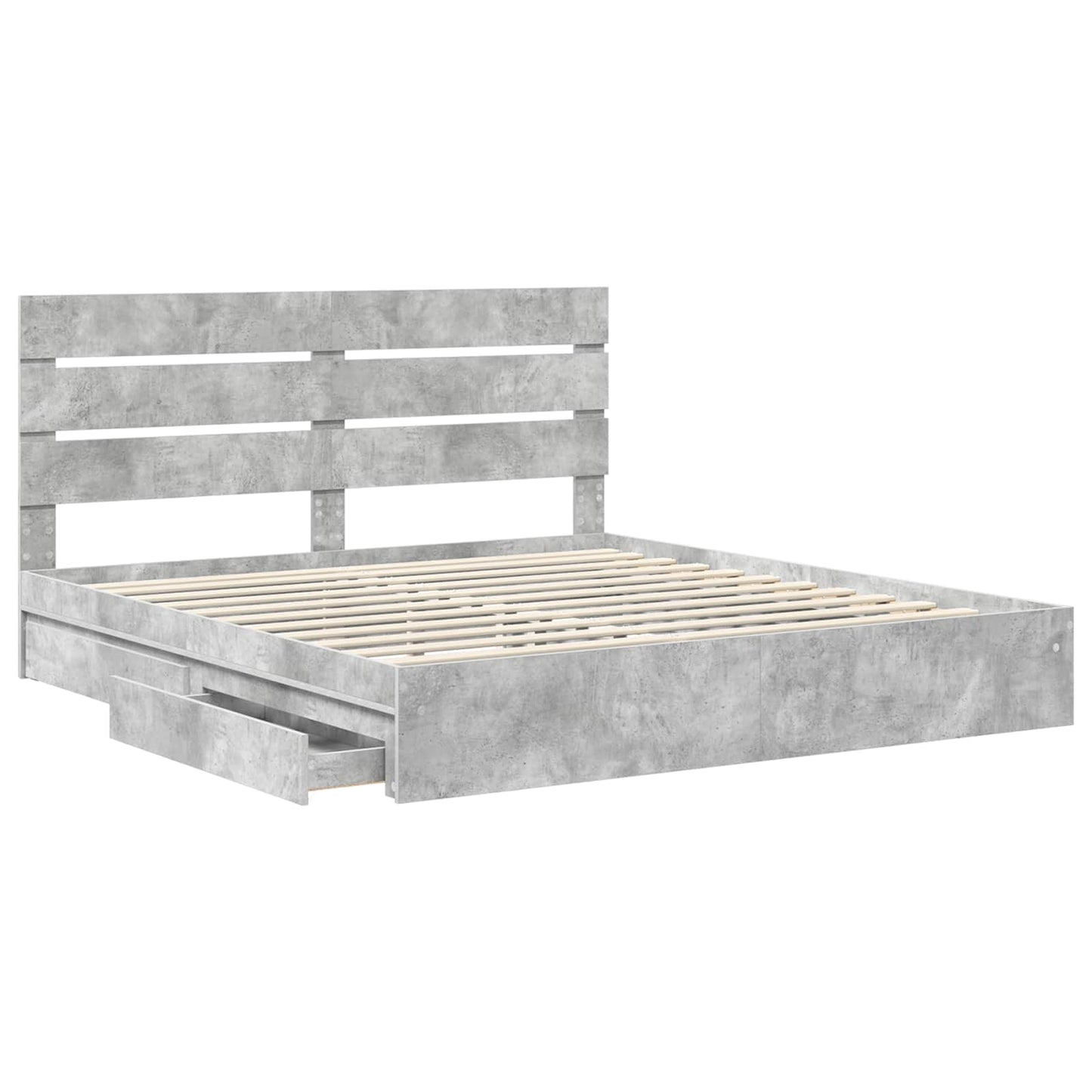 Storage Bed Concrete Grey 200 x 200 cm Engineered Wood