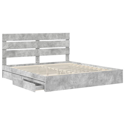 Storage Bed Concrete Grey 200 x 200 cm Engineered Wood