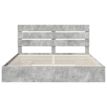 Storage Bed Concrete Grey 200 x 200 cm Engineered Wood