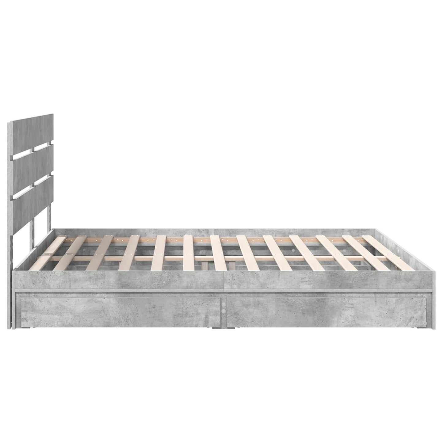 Storage Bed Concrete Grey 200 x 200 cm Engineered Wood