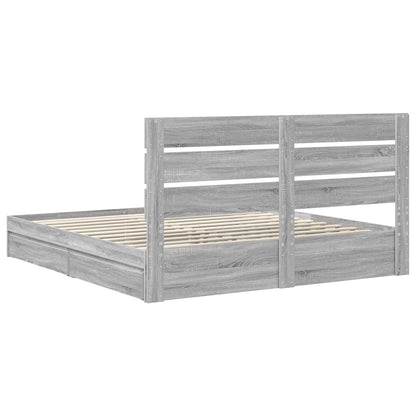 Storage Bed Grey Sonoma 200 x 200 cm Engineered Wood