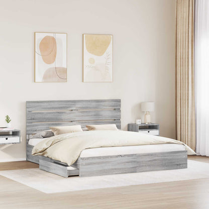Storage Bed Grey Sonoma 180 x 200 cm Engineered Wood