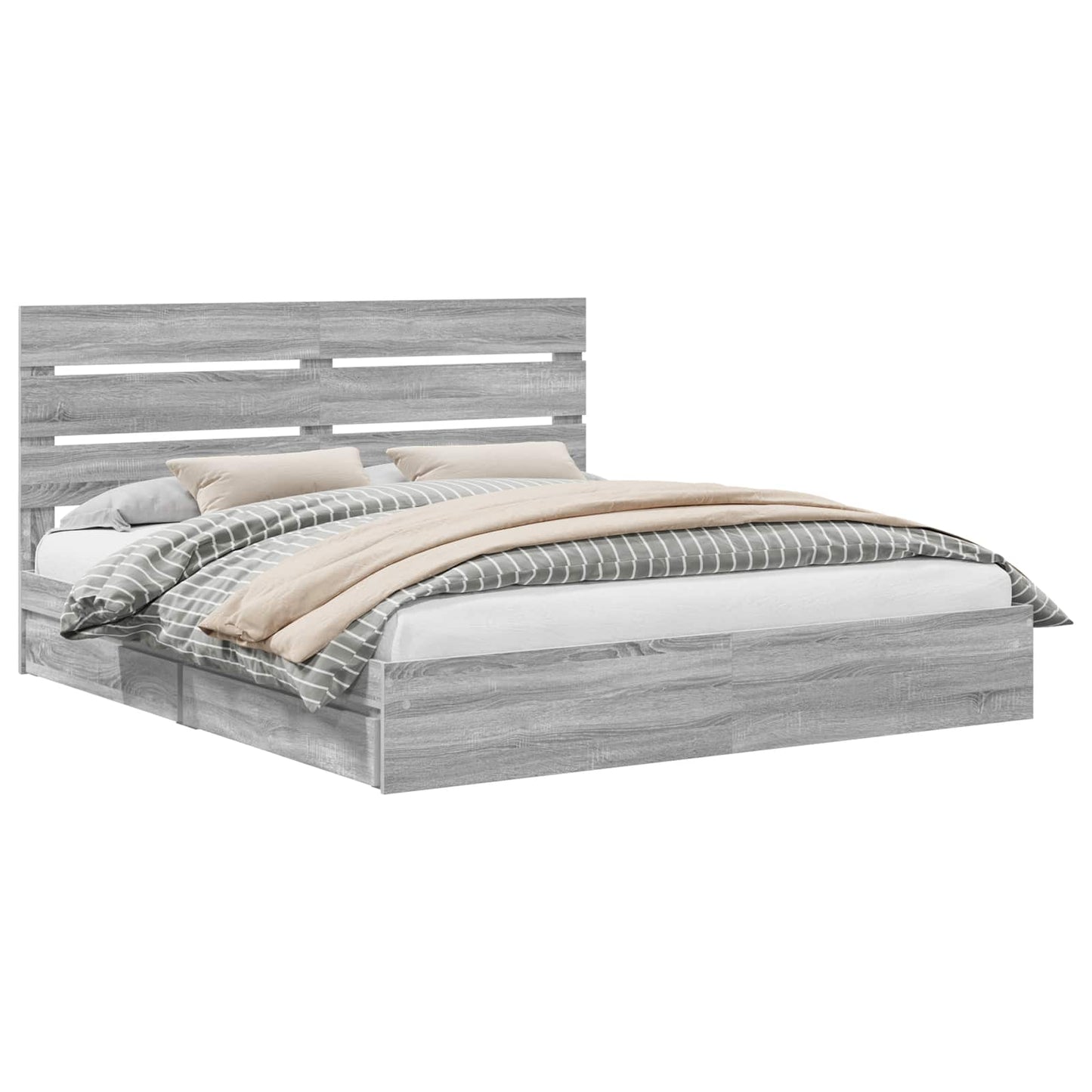 Storage Bed Grey Sonoma 180 x 200 cm Engineered Wood