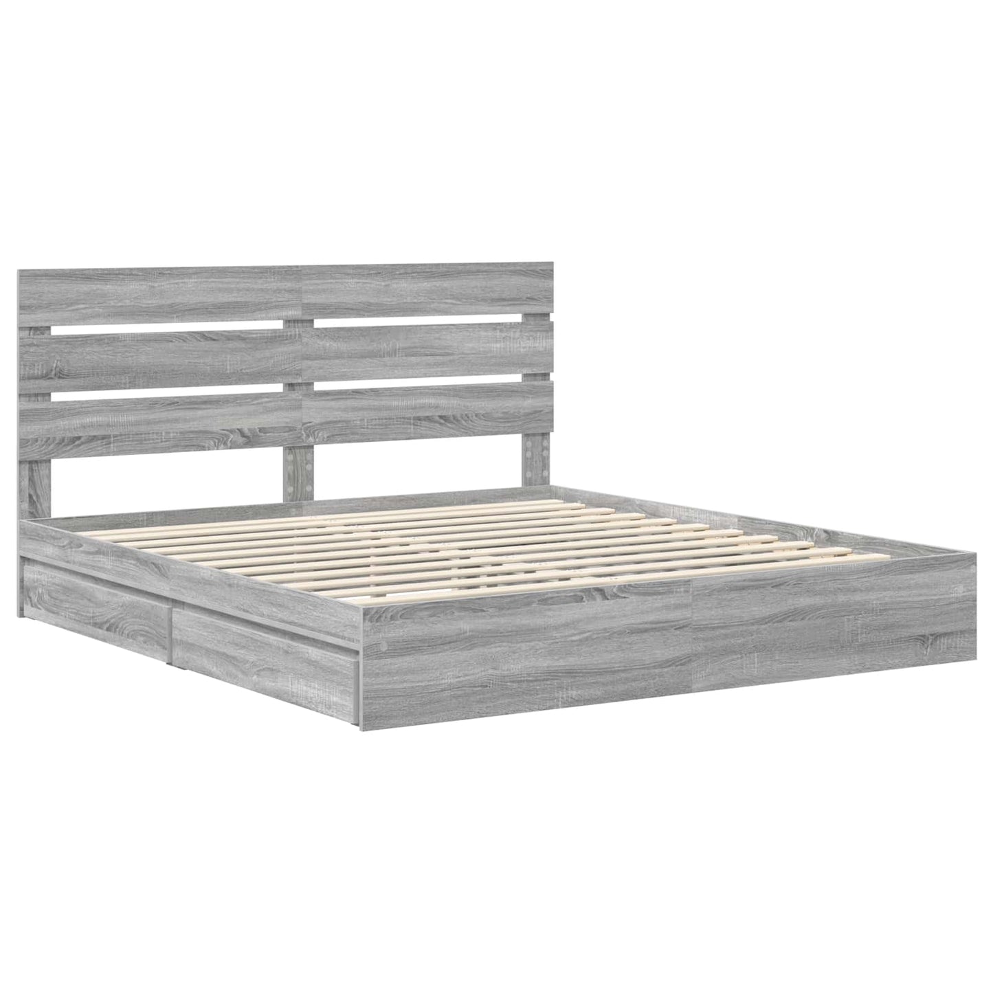 Storage Bed Grey Sonoma 180 x 200 cm Engineered Wood