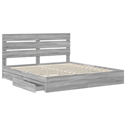 Storage Bed Grey Sonoma 180 x 200 cm Engineered Wood