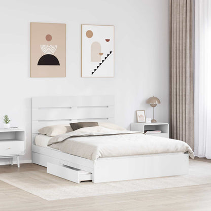 Storage Bed with Headboard White 160 x 200 cm Engineered Wood